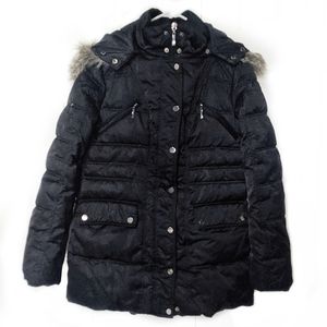 Suzy Shier Puffer Coat With Faux Fur Hood